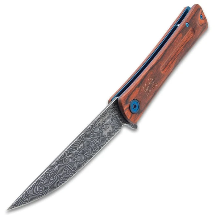 Shinwa Bloodwood Taito Pocket Knife - 3Cr13 Stainless Steel Blade, Pakkawood Handle Scales Ball-Bearing Opening - Length 9โ 2 Shinwa Bloodwood Taito Pocket Knife - 3Cr13 Stainless Steel Blade, Pakkawood Handle Scales Ball-Bearing Opening - Length 9โ - Image 2