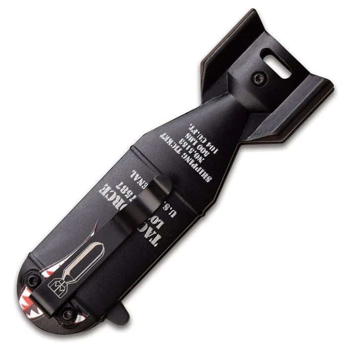 Tac-Force Black Shark Bomb Knife - 3Cr13 Stainless Steel Blade, Anodized Aluminum Handle, Pocket Clip, Self-Standing 2 Tac-Force Black Shark Bomb Knife - 3Cr13 Stainless Steel Blade, Anodized Aluminum Handle, Pocket Clip, Self-Standing - Image 2