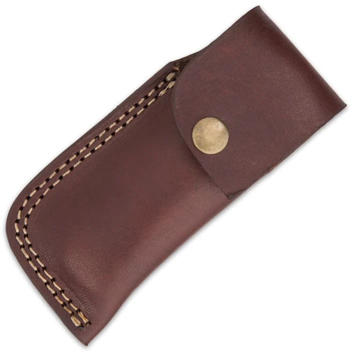 Timber Wolf Chief Executive Pocket Knife - Damascus Steel Blade, Wooden Handle Scales, Brass Bolsters, Fileworked Spine 2 Timber Wolf Chief Executive Pocket Knife - Damascus Steel Blade, Wooden Handle Scales, Brass Bolsters, Fileworked Spine - Image 2