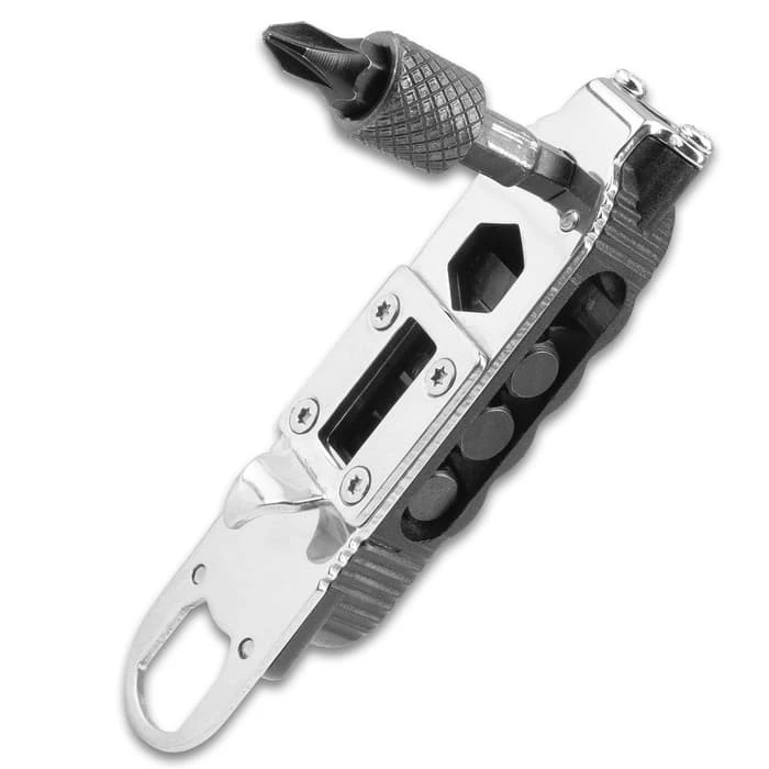 Trailblazer Torque Driver Multi-Tool With Flashlight - Four Hex Bits, Wrenches, Bottle Opener, Angle Driver, Carabiner - Length 3 3/4” 2 Trailblazer Torque Driver Multi-Tool With Flashlight - Four Hex Bits, Wrenches, Bottle Opener, Angle Driver, Carabiner - Length 3 3/4” - Image 2