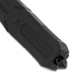 M48 Spear Point Automatic OTF Knife - Stainless Steel Blade, TPU Handle, Slide Trigger, Pocket Clip - Closed 5 3/4" -Knife Series Shop D04 UC3548