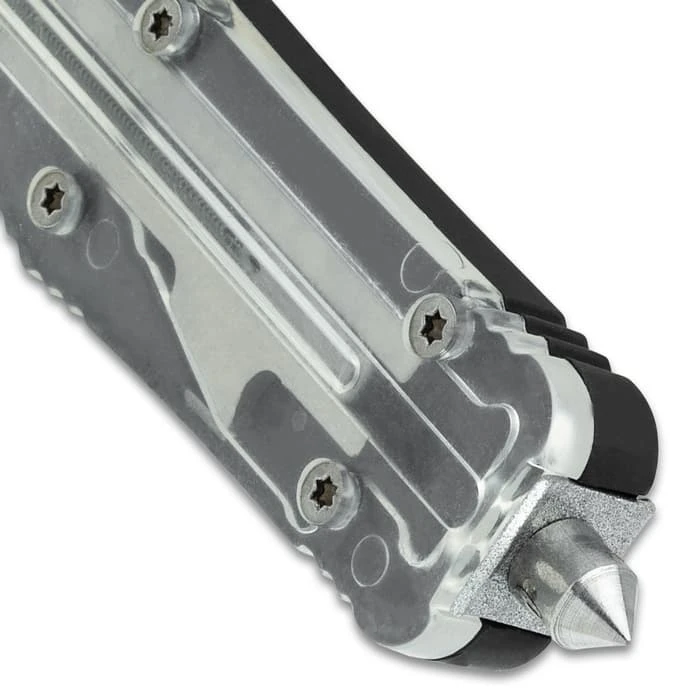 Transparent OTF Automatic Knife And Sheath - Stainless Steel Blade, TPU Handle, Glassbreaker Pommel - Length 9" 3 Transparent OTF Automatic Knife And Sheath - Stainless Steel Blade, TPU Handle, Glassbreaker Pommel - Length 9" - Image 3