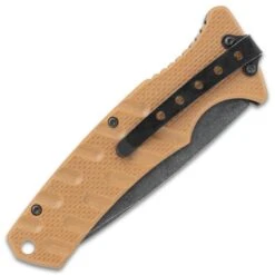 Bronze Serrated Automatic Knife - Stainless Steel Blade, G10 Handle, Safety Lock, Pocket Clip - Length 8" 7 Bronze Serrated Automatic Knife - Stainless Steel Blade, G10 Handle, Safety Lock, Pocket Clip - Length 8" -Knife Series Shop D04 VB2184