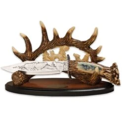 Wolf Fixed Blade Bowie Knife With Antler Sheath -Knife Series Shop D17 BK1824