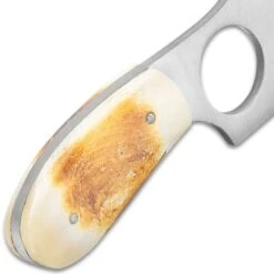 Coon Skinner Knife With Finger Grip And Leather Sheath -Knife Series Shop D17 BK1985