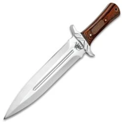 Fur Trader Toothpick Knife With Sheath - Stainless Steel Blade, Wooden Handle, Brass Pins And Lanyard Hole - Length 14 3/4” -Knife Series Shop D17 BK4570