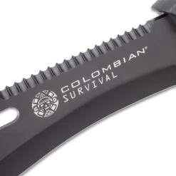 Colombian Bogota Survival Fixed Blade Knife With Sheath - Stainless Steel Blade, Serrations, Grippy TPR Handle - Length 12 7/10” -Knife Series Shop D17 BK4656