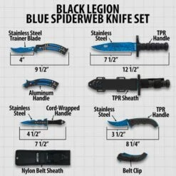 Black Legion Blue Spiderweb Set - Stainless Steel Blades, Heavy-Duty TPU Handles, Sheaths Included, Four Kinds Of Knives -Knife Series Shop D17 BV592