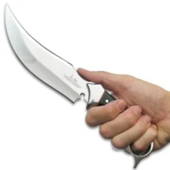 Gil Hibben Recurve Karambit Knife With Sheath - 5Cr15MoV Steel, Black Linen Micarta Handle Scales, Open Pommel - Length 11 1/2” -Knife Series Shop D17 GH5082