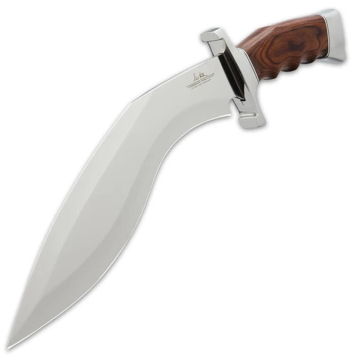 Hibben Kukri Fighter Knife And Sheath - 5Cr15MoV Steel Blade, Pakkawood Handle, Chrome-Plated Metal Guard And Pommel - Length 17 3/8” 3 Hibben Kukri Fighter Knife And Sheath - 5Cr15MoV Steel Blade, Pakkawood Handle, Chrome-Plated Metal Guard And Pommel - Length 17 3/8” - Image 3