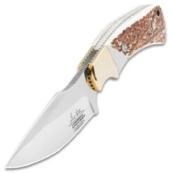 Gil Hibben Diamondback Stag Knife And Sheath - German 1.4116 Steel Blade, Stag Handle, Nickel Silver Bolster - Length 7 7/8” -Knife Series Shop D17 GH5100GS