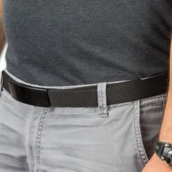 Ridge Runner Black Belt With Hidden Knife - Adjustable Canvas Belt, TPU Buckle, Black Stainless Steel Partially Serrated Blade, -Knife Series Shop D17 RR820