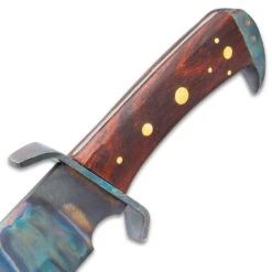 Timber Rattler Gunslinger Bowie Knife With Sheath - 1095 Fire Kissed Carbon Steel Blade, Steel Guard, Hardwood Handle - Length 16 1/2” -Knife Series Shop D17 TR65C