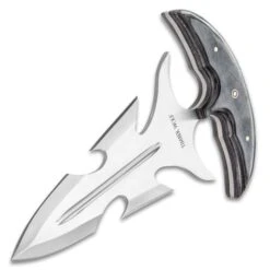 Timber Wolf Great White Push Dagger With Sheath - Stainless Steel Blade, Full Tang, Wooden Handle Scales - Length 8 3/4” -Knife Series Shop D17 TW1055