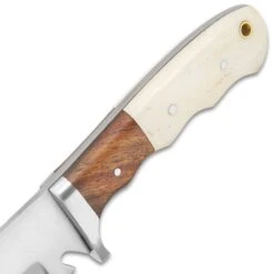 Timber Wolf Adrian Trail Knife With Sheath - Stainless Steel Blade, Full-Tang, Walnut Wood And Bone Handle Scales - Length 9” -Knife Series Shop D17 TW1093