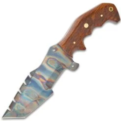 Timber Wolf Trial By Fire Tracker Knife And Sheath - 1095 Fire Kissed Carbon Steel Blade, Hardwood Handle, Brass Pins - Length 9 1/2” 7 Timber Wolf Trial By Fire Tracker Knife And Sheath - 1095 Fire Kissed Carbon Steel Blade, Hardwood Handle, Brass Pins - Length 9 1/2” -Knife Series Shop D17 TW1181