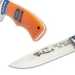 Timber Wolf General Lee Fixed Blade Knife And Sheath - 3Cr13 Stainless Steel Blade, Acrylic And Bone Handle - Length 10 3/4” -Knife Series Shop D17 TW1265
