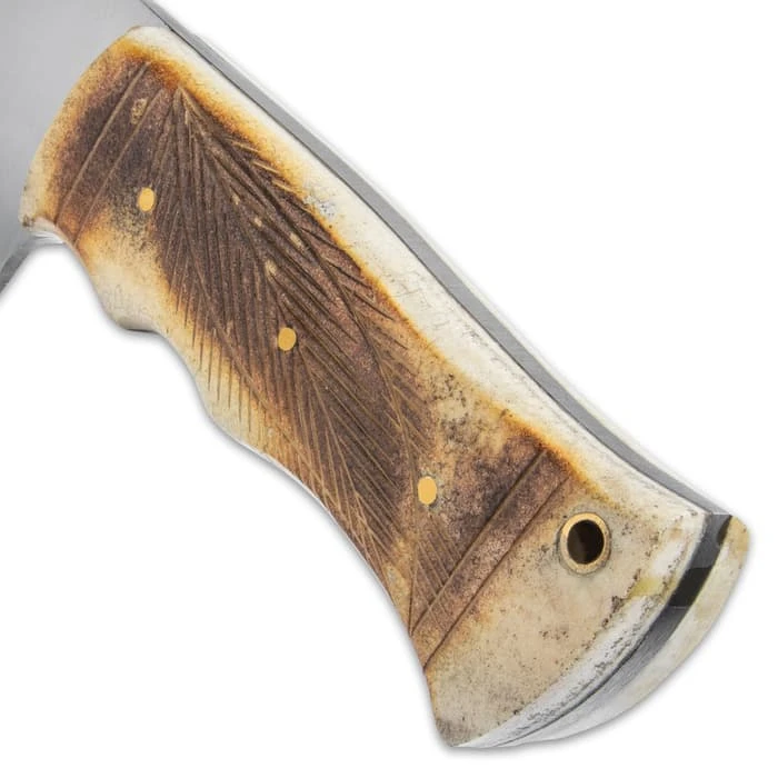 Timber Wolf Samburu Knife And Sheath - Stainless Steel Blade, Bone Handle, Lanyard Hole - Length 10” 3 Timber Wolf Samburu Knife And Sheath - Stainless Steel Blade, Bone Handle, Lanyard Hole - Length 10” - Image 3