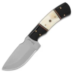Timber Wolf River Run Skinner Knife And Sheath - High Carbon Steel Blade, Bone Handle, Fileworked Spacers, Brass Pins - Length 8 1/2” -Knife Series Shop D17 TW1379