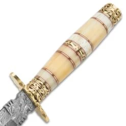 Timber Wolf Joaquin Handmade Dagger / Fixed Blade Knife - Hand Forged Damascus Steel - Genuine Bone Handle - Leather Sheath - Collecting, Field Use, Display And More - 13" -Knife Series Shop D17 TW833