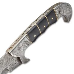 Timber Wolf Osiris Machete - Damascus Steel Blade, Wooden Handle Scales, Filework, Brass Pins, Damascus Steel Pommel - Length 18” -Knife Series Shop D17 TW930