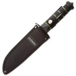 USMC Blackout Combat Fighter Fixed Blade Knife With Nylon Sheath -Knife Series Shop D17 UC3156