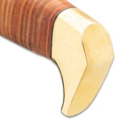 USMC Stacked Leather Handle Kukri Knife - Stainless Steel Blade, Stacked Leather Handle, Brass Pommel - Length 16 1/2” -Knife Series Shop D17 UC3329