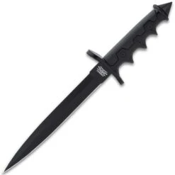 Combat Commander V42 Stiletto Dagger And Sheath - 1065 Carbon Steel Blade, Cast Aluminum And TPR Handle -Knife Series Shop D17 UC3448