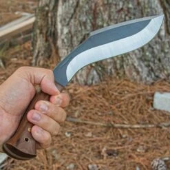 Bushmaster Backcountry Kukri Knife And Sheath - 1065 High Carbon Steel Blade, Hardwood Handle, Brass Pins And Lanyard Hole - Length 15” -Knife Series Shop D17 UC3496