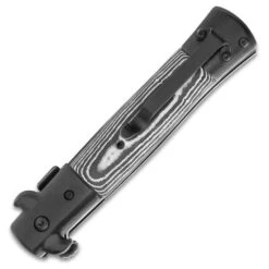 Black Micarta Handle Assisted Opening Stiletto -Knife Series Shop D19 BK1830