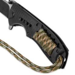 SOA Scout Assisted Opening Pocket Knife - Black With Camo Paracord Wrapping 5 SOA Scout Assisted Opening Pocket Knife - Black With Camo Paracord Wrapping -Knife Series Shop D19 BK3496