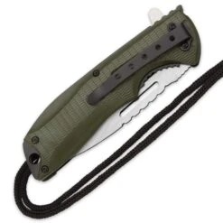 SOA Scout Assisted Opening Pocket Knife - OD Green With Black Paracord Wrapping -Knife Series Shop D19 BK3497