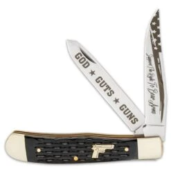 Second Amendment Trapper Pocket Knife - Stainless Steel Blades, Jigged Bone Handle, Nickel-Silver Bolsters - Closed 4” 5 Second Amendment Trapper Pocket Knife - Stainless Steel Blades, Jigged Bone Handle, Nickel-Silver Bolsters - Closed 4” -Knife Series Shop D19 BK5729