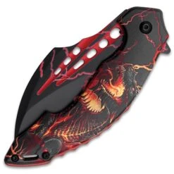 Red Dragon Assisted Opening Pocket Knife - 3Cr13 Stainless Steel Blade, 3D-Printed Aluminum Handle Scales, Pocket Clip -Knife Series Shop D19 BK5965