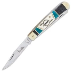 Hibben Knives 65th Anniversary Trapper Pocket Knife - Stainless Steel Blades, Bone Handle Scales, Nickel Silver Bolsters -Knife Series Shop D19 GH5116