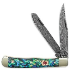 Kissing Crane Genuine Abalone Damascus Trapper Pocket Knife -Knife Series Shop D19 KC5220D