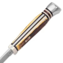 Kissing Crane Amber Bone Hunter Knife -Knife Series Shop D19 KC5477