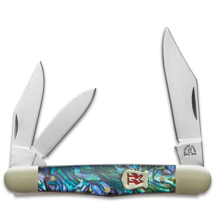 Kissing Crane Genuine Abalone Whittler Pocket Knife 3 Kissing Crane Genuine Abalone Whittler Pocket Knife - Image 3