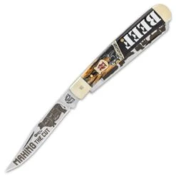 Kissing Crane Beef Tribute Trapper - Stainless Steel Blades, Jigged Amber Bone And Wooden Handle Scales, Nickel Silver Bolsters -Knife Series Shop D19 KC5847