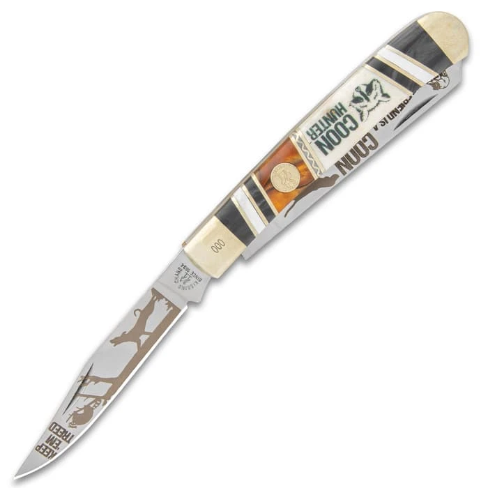 Kissing Crane Coon Hunter Trapper Pocket Knife - Stainless Steel Blades, Wood And Glass, Handle Scales, Nickel Silver Bolsters 3 Kissing Crane Coon Hunter Trapper Pocket Knife - Stainless Steel Blades, Wood And Glass, Handle Scales, Nickel Silver Bolsters - Image 3