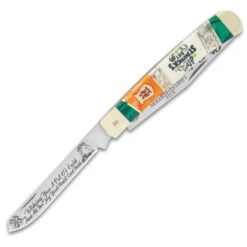Kissing Crane 2022 St. Patrick’s Day Trapper Pocket Knife - Stainless Steel Blades, Bone And Wood Handle Scales, Nickel Silver Bolsters -Knife Series Shop D19 KC5874