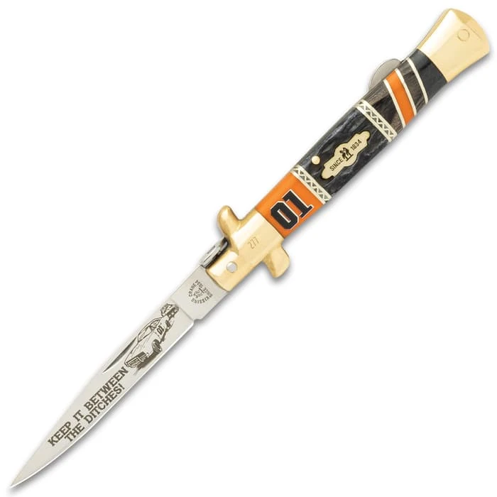 Kissing Crane General Lee Stiletto Knife - Stainless Steel Blade, Jigged Bone And Wood Handle, Nickel Silver Bolsters - Closed 5" 3 Kissing Crane General Lee Stiletto Knife - Stainless Steel Blade, Jigged Bone And Wood Handle, Nickel Silver Bolsters - Closed 5" - Image 3
