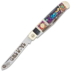 Kissing Crane Groovy Trapper Pocket Knife - Stainless Steel Blades, Bone And Acrylic Handle Scales, Nickel Silver Bolsters -Knife Series Shop D19 KC5884