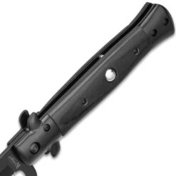 Kriegar Black Stiletto Assisted Opening Pocket Knife - Stainless Steel Blade, Non-Reflective, Wooden Handle -Knife Series Shop D19 KG228