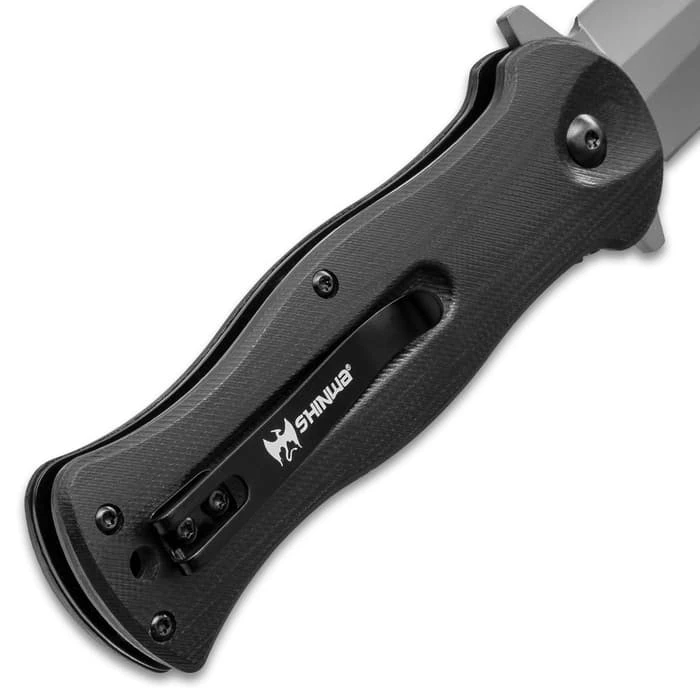 Shinwa Ganjo Black G10 Pocket Knife - 3Cr13 Stainless Steel Blade, Black G10 Handle Scales, Ball Bearing, Pocket Clip 3 Shinwa Ganjo Black G10 Pocket Knife - 3Cr13 Stainless Steel Blade, Black G10 Handle Scales, Ball Bearing, Pocket Clip - Image 3