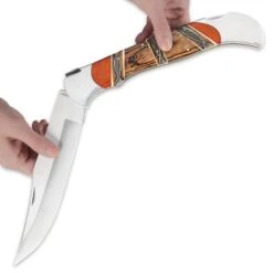 Timber Rattler Heartwood Scarab Back Giant Folding Pocket Knife - Carved Camel Bone Inlays -Knife Series Shop D19 TR139
