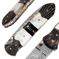 Timber Wolf Damascus Mother Of Pearl & Buffalo Horn Folding Pocket Knife -Knife Series Shop D19 TW510