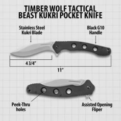 Timber Wolf Tactical Beast Kukri Pocket Knife -Knife Series Shop D19 TW667