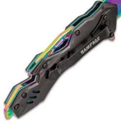 Rampage® Rainbow Atomica Assisted Opening Pocket Knife - Stainless Steel Blade, Aluminum Handle, Bottle Opener, Pocket Clip - Closed 4 3/4” 7 Rampage® Rainbow Atomica Assisted Opening Pocket Knife - Stainless Steel Blade, Aluminum Handle, Bottle Opener, Pocket Clip - Closed 4 3/4” -Knife Series Shop D19 UC3305