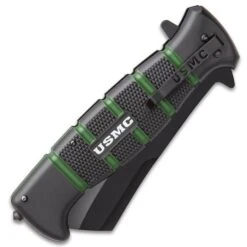 USMC Cleaver Maximum Assisted Opening Pocket Knife - Stainless Steel Blade, Non-Reflective, TPR Handle, Pocket Clip -Knife Series Shop D19 UC3342